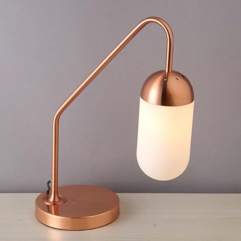 Capsule Frosted White Glass Small Desk Light Post Modern Single Head Copper Table Lamp