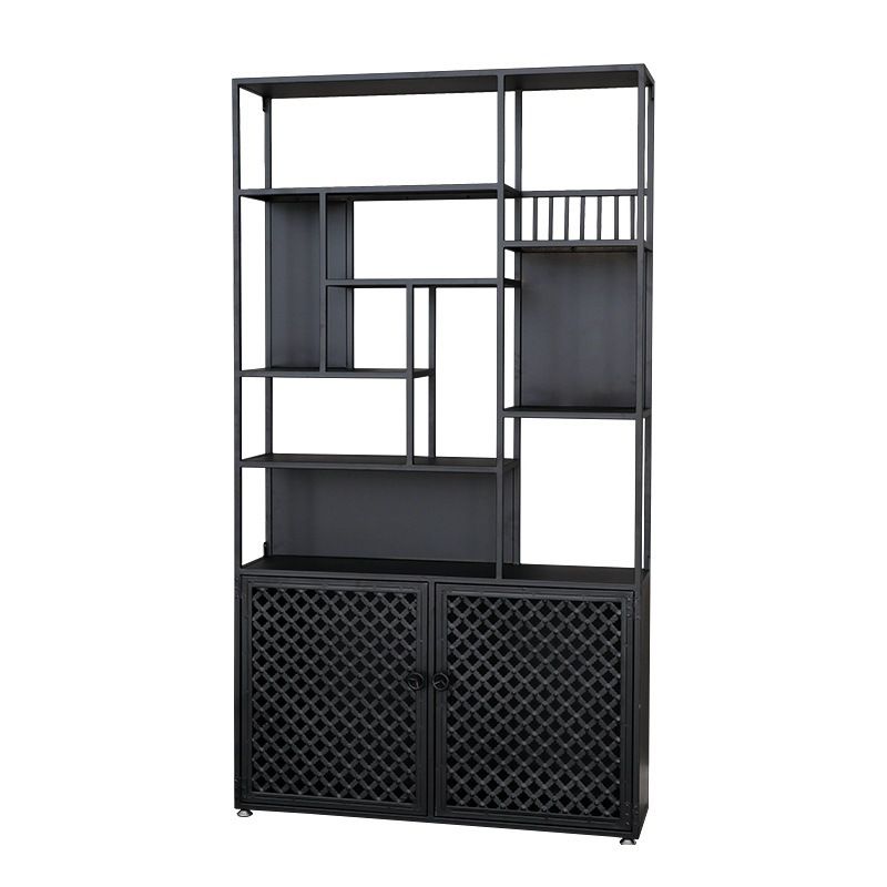 78.74" H Industrial Black Shelf Bookcase Etagere Metal Bookshelf
