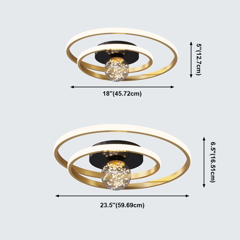 Apparecchio di illuminazione a soffitto con montaggio a incasso a 2 luci con paralume rotondo in stile moderno in oro
