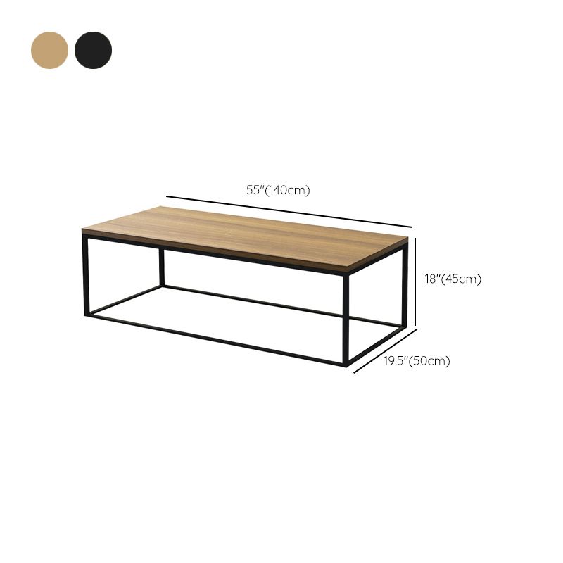 17.7" Tall Wooden Rectangle Top Coffee Table Iron Frame Base Cocktail Table