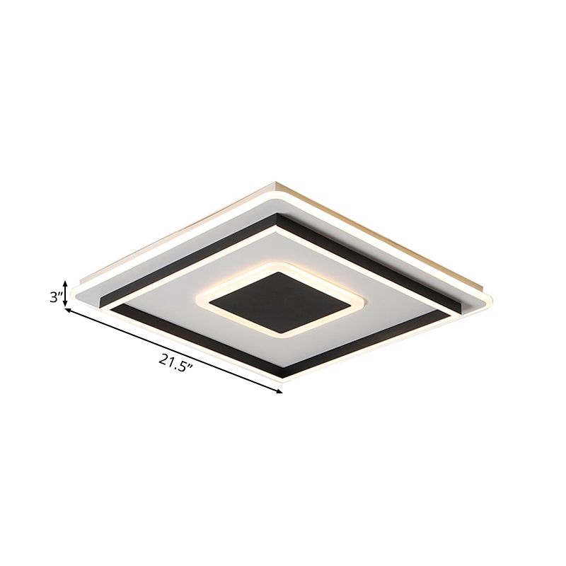 18"/21,5"/35,5" breite, einfache LED-Einbauleuchte, schwarze quadratische/rechteckige Einbauleuchte mit Acrylschirm für Wohnzimmer, warmes/weißes Licht