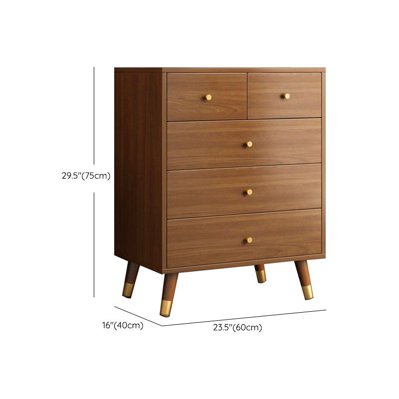 Mid Century Modern Brown Cabinet 23.6" Wide 3/4 - Tier Storage Chest