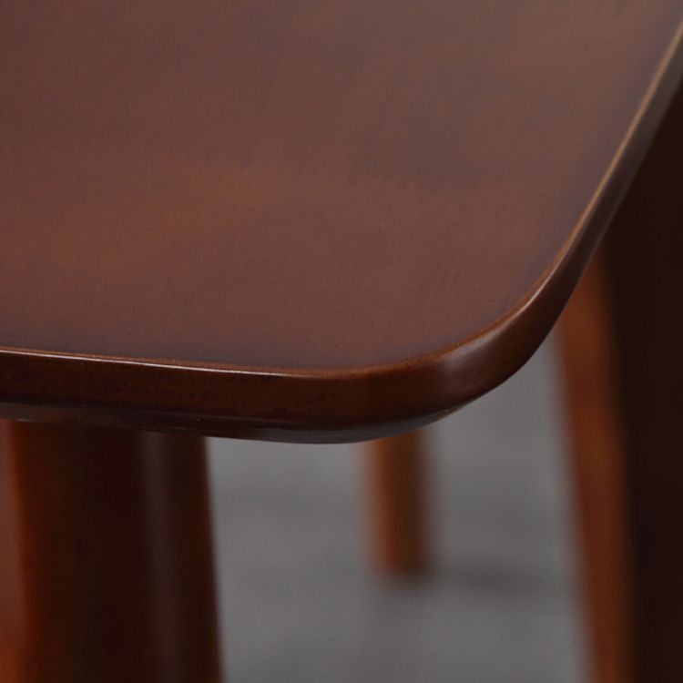 Square Industrial Dining Table Wood Color Fixed Table with Rubberwood Solid Wood