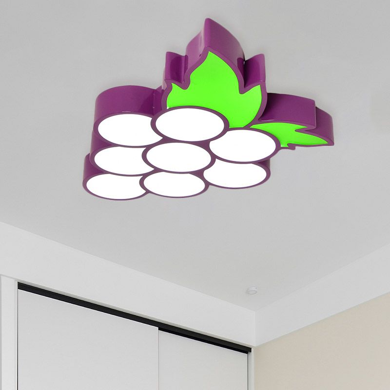 Creative Led Light Fixture with Acrylic Shade White Grape/Banana/Apple Flush Mount Lighting