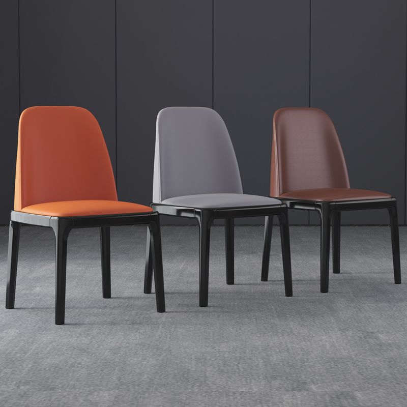 Industrial Rubberwood Parsons Side Chair Matte Finish Leather Dining Chair (Set of 2)