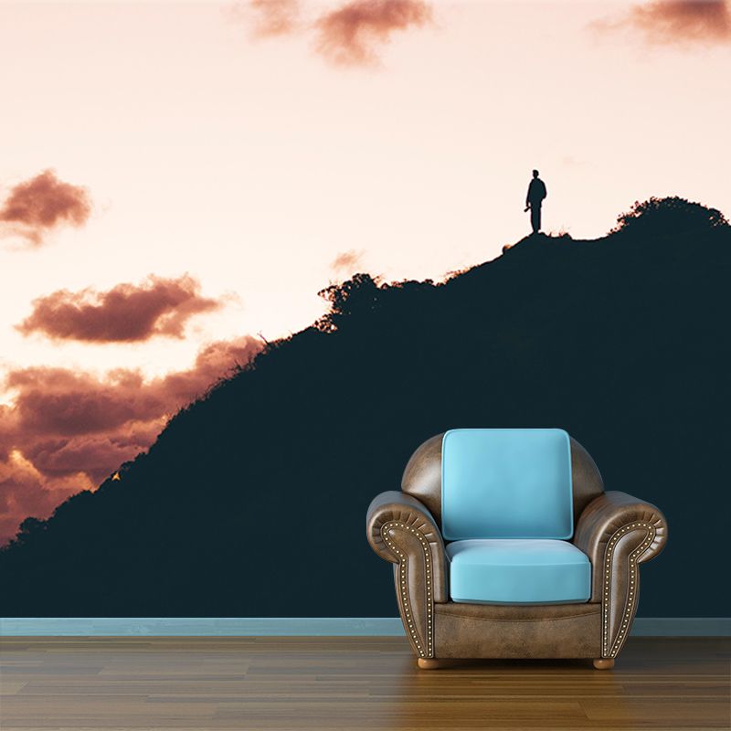 Mountain Landscapes Mural Moisture Resistant Wall Covering for Sitting Room