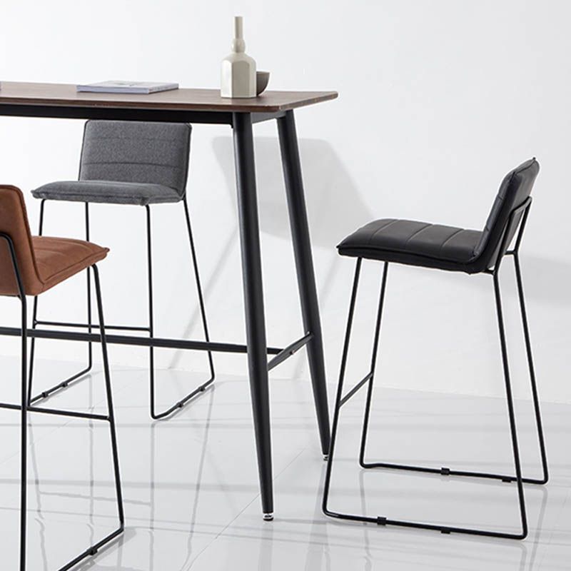 Modern Style Backrest Counter Stool with Cushion and Metal Base