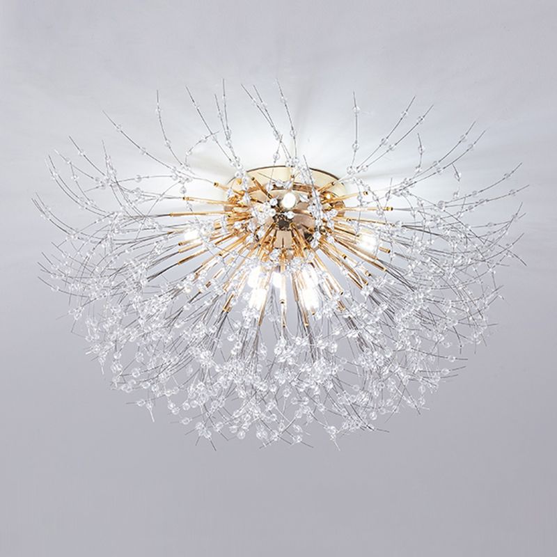 Unique Shape Crystal Flush Light Modern Style Multi Lights Flush Mount Fixture
