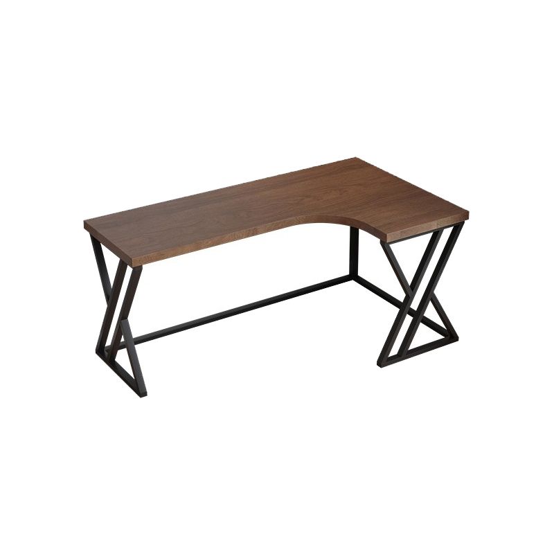 L-Shape Industrial Office Desk Solid Wood Fixed Writing Table