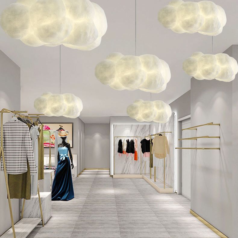 Creative Cloud Shape Hanging Light Modern Style Cotton Decorative Lighting Pendant for Bedroom