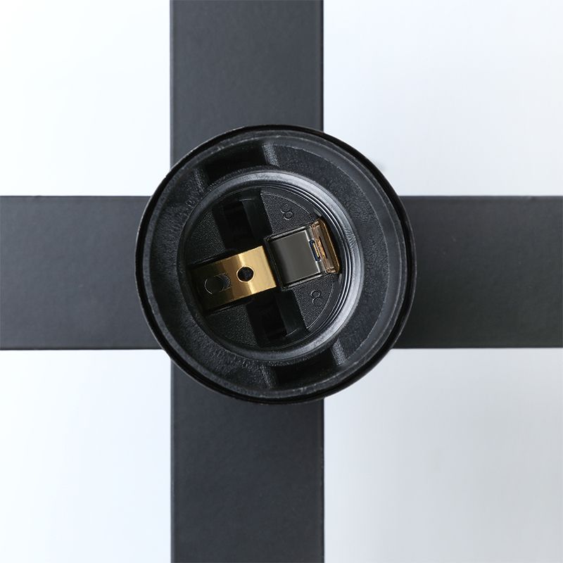 Industrial Trapezoid Pendant Lighting 1 Light Clear Glass Hanging Light Fixture in Black, 7" /12" Wide