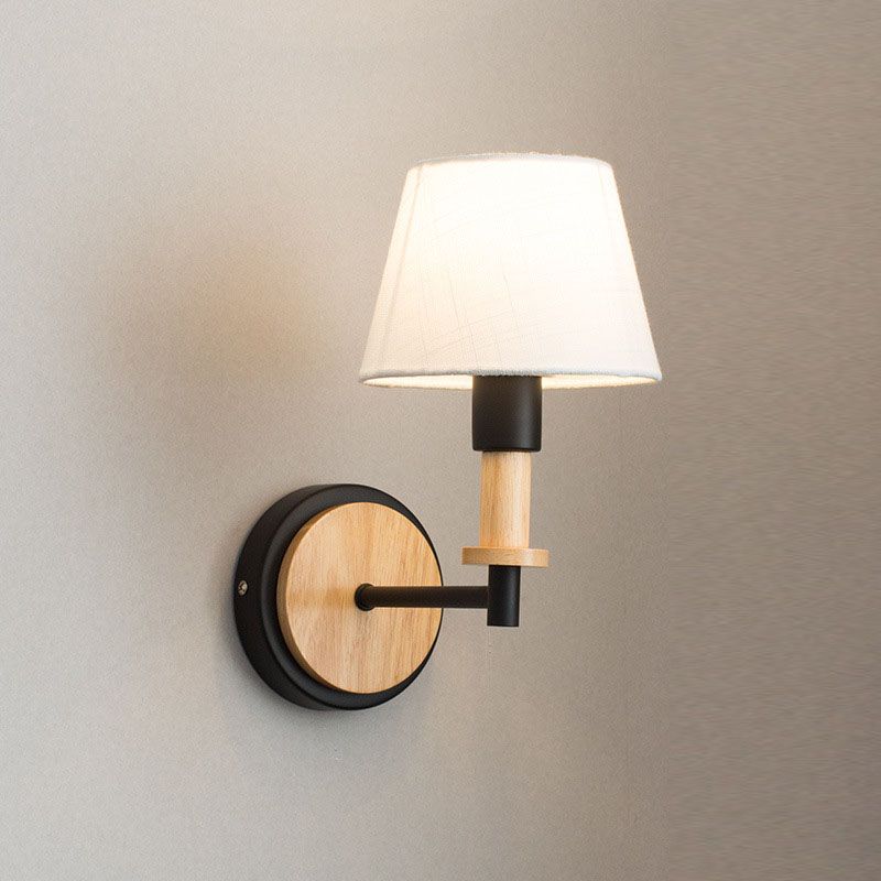 Cone Wood Wall Light Nordic Modern 1-light Wall Sconce for Children's Room