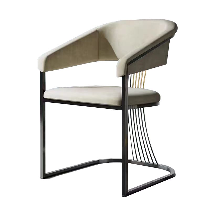 Glam Kitchen Side Chair Gold Base Open Back Dining Arm Chair