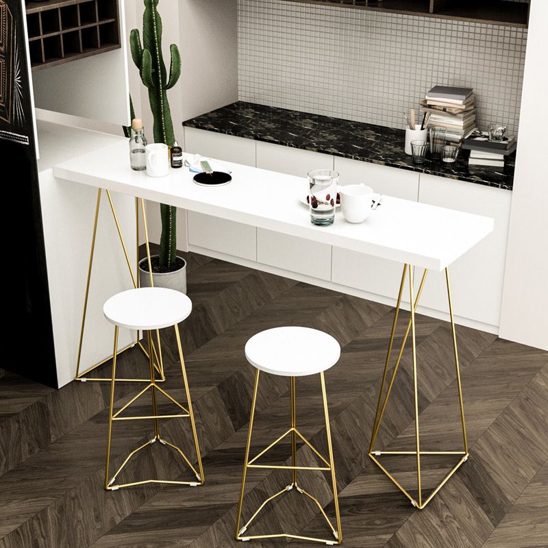 Metal Frame Glam Pub Table Set with Wood Top 1/2/3 Pieces Matte Finish Bar Set for Home