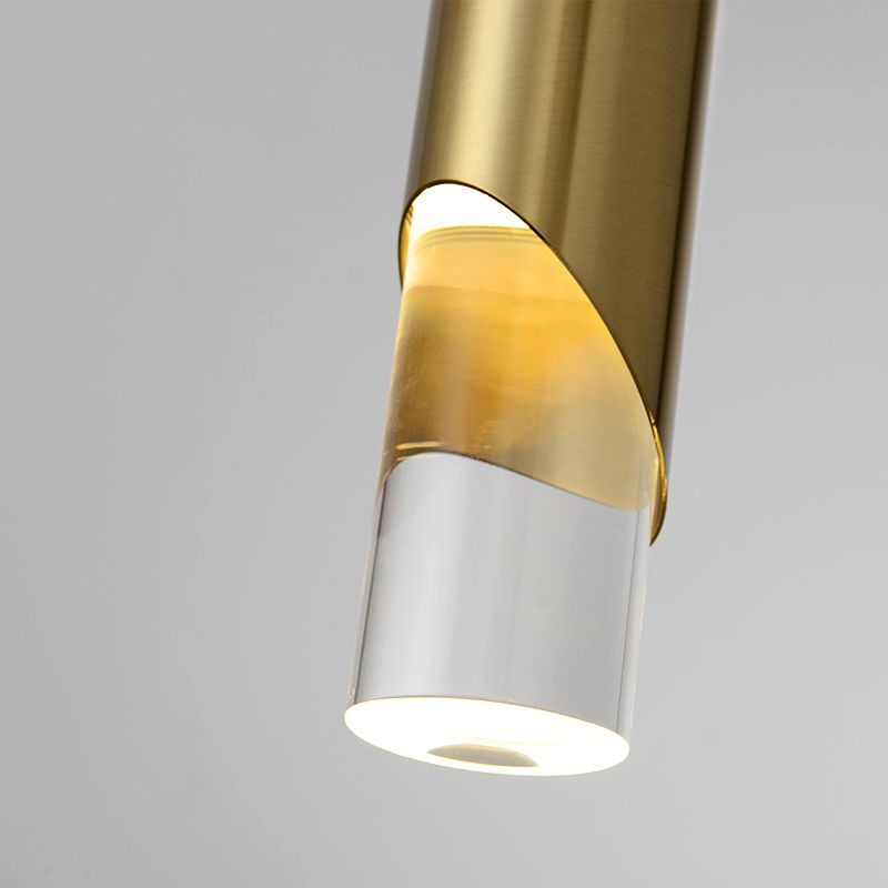 Minimaliste moderne LED Pendante Light Light Aluminium Lampe suspendue cylindrique avec une teinte acrylique