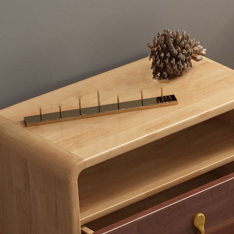 Glam Rubber Wood Storage Chest Bedroom Vertical Chest with Drawers