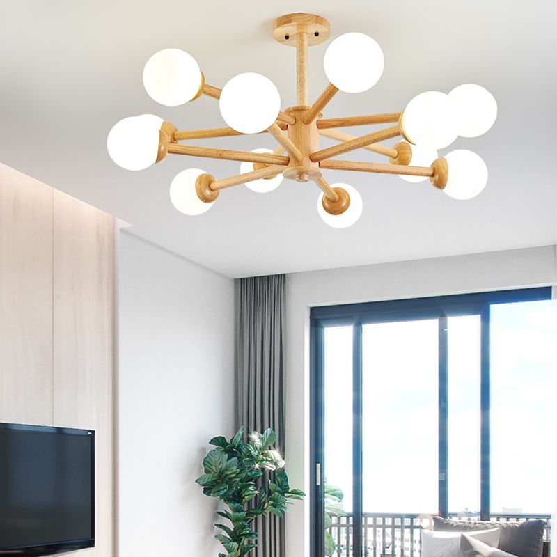 Globe Shade Chandelier Light Modern Multi-Head Pendant Lights with White Glass Shade