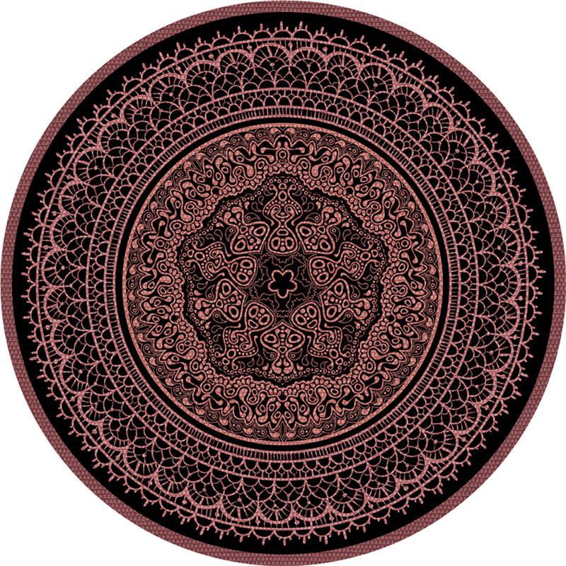 Moroccan Living Room Rug Multi-Color Flower Rug Polyester Machine Washable Stain Resistant Non-Slip Backing Area Carpet