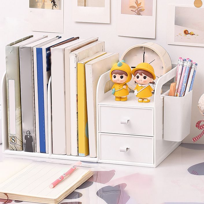 Modern Standard Plastic Bookcase Closed Back Bookshelf for Desk