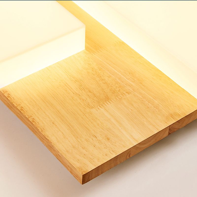LED Minimaliste moderne Ceiling Fixture Wooden Flush Flush Mount with Acrylic Shade