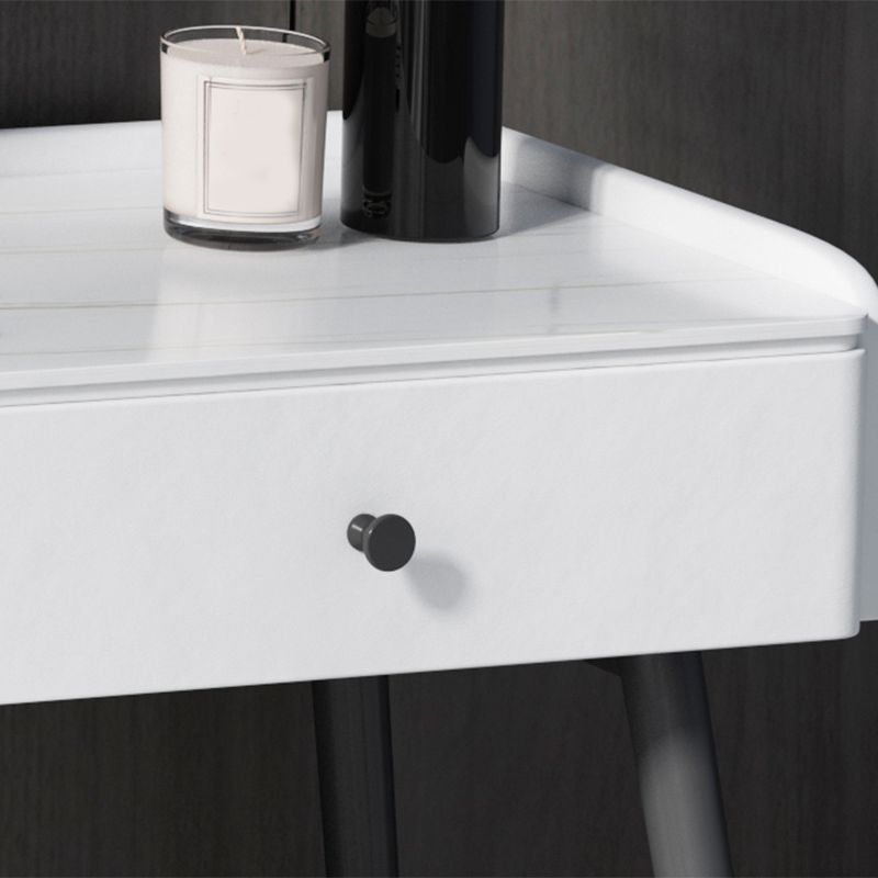 Modern White Stone Vanity Makeup Dressing Table Stool Set - 31.5"/39.37"/47.24" W