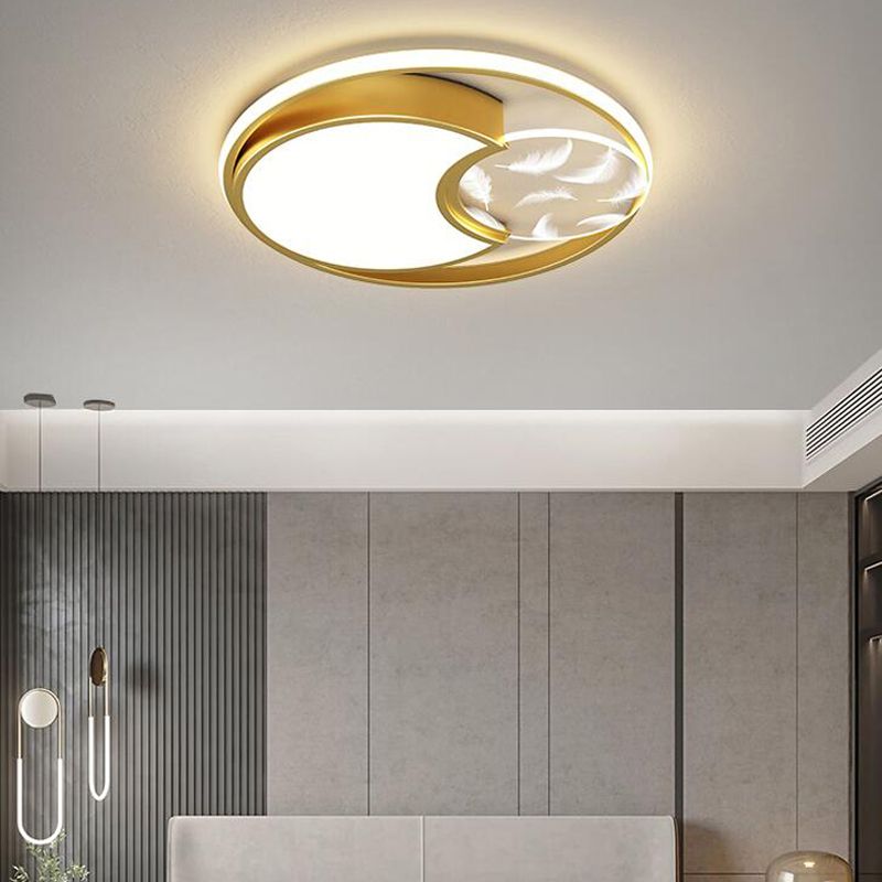 Lacquered Circular LED Ceiling Light in Modern Creative Style Feather Indoor Ceiling Fixture with Acrylic Shade