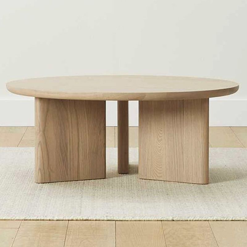 Contemporary Solid Wood Coffee Table Round Abstract Coffee Cocktail Table