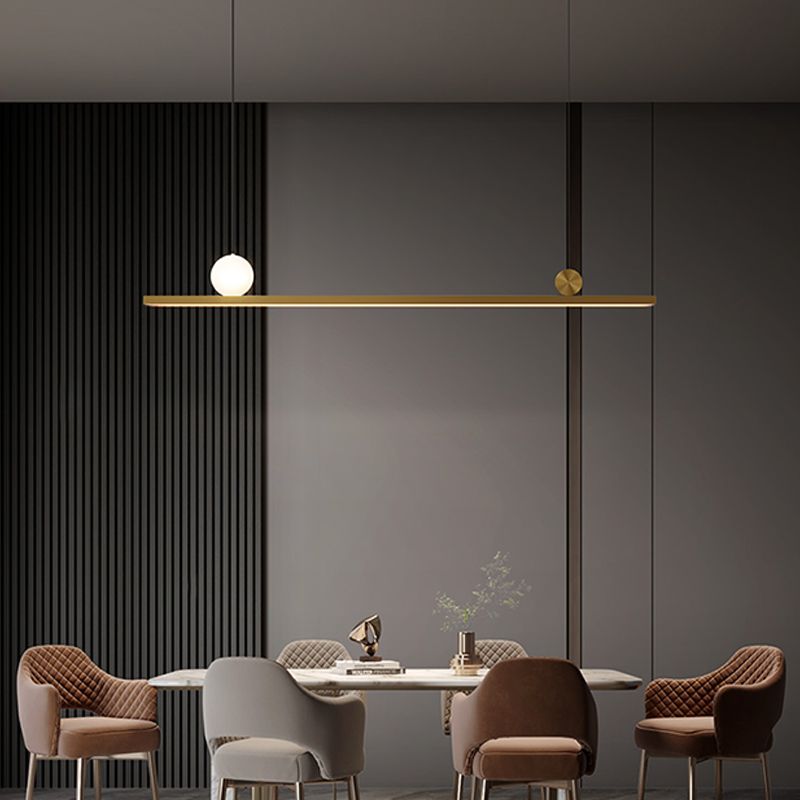 Modern 2-Light Kitchen Pendant Lights Linear Metal Island Light Fixtures