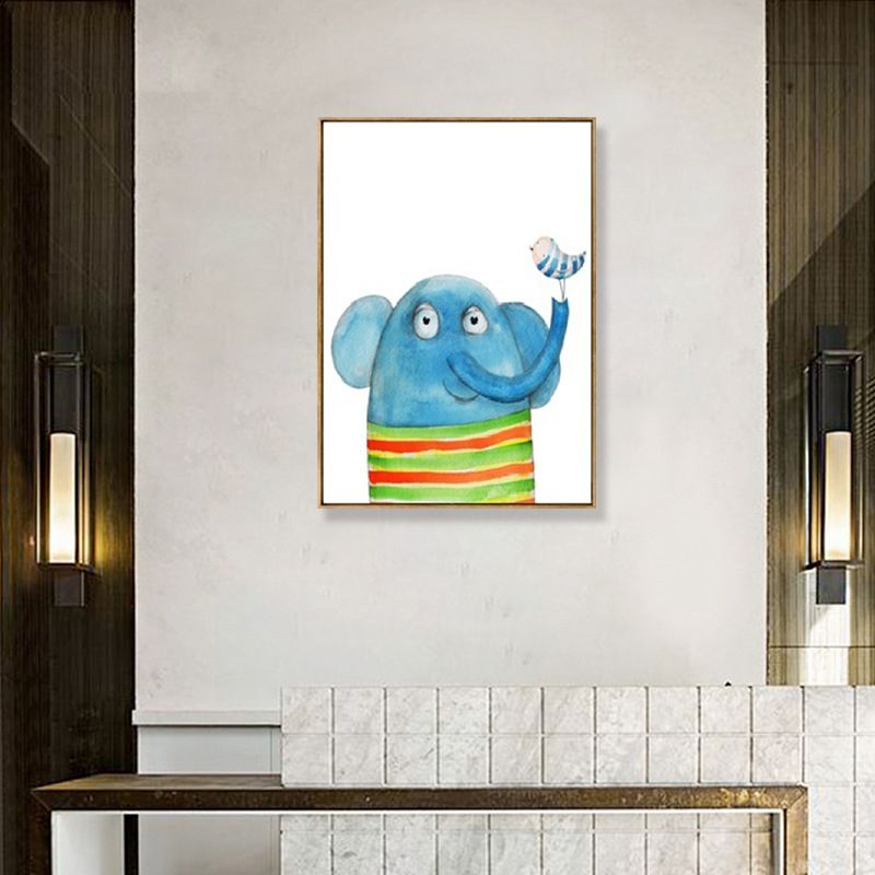 Drawing Print Animal Canvas Art Pastel Color Cartoon Wall Decor for Kids Bedroom