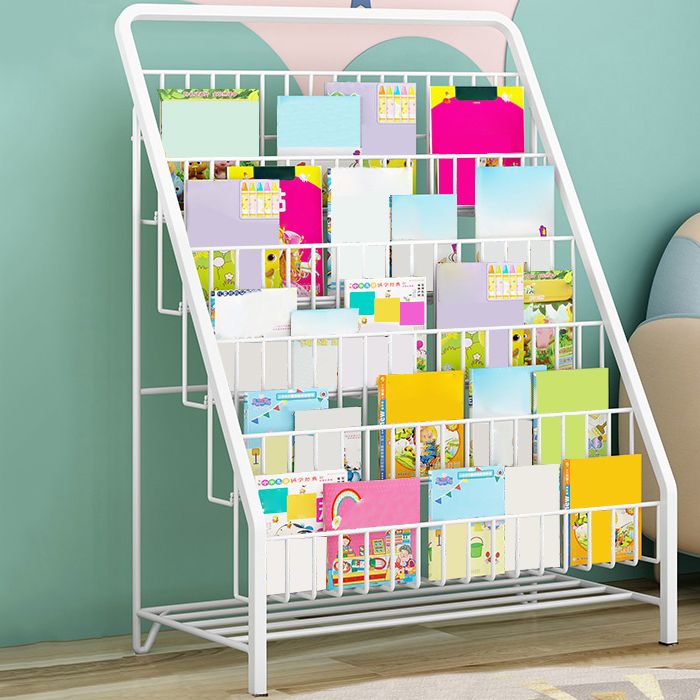 Modern Closed Back Ladder Bookshelf Metal Shelves Included Bookcase