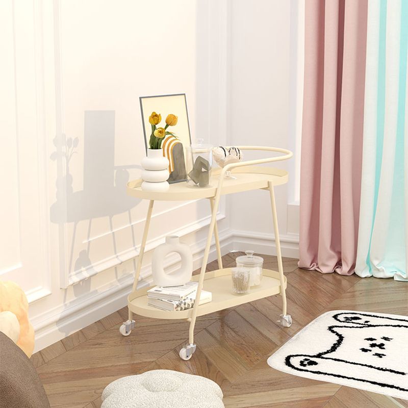 22.83" Tall Tray Top Side Table Metal Sofa Side Accent Table with Casters