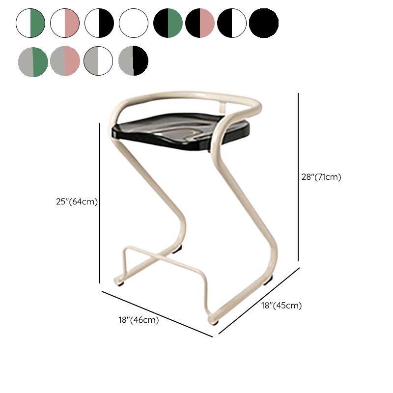Modern Contoured Seat Low Back Armless Bar Stools with Metal Base