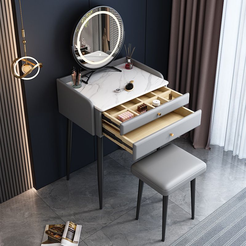 2 Drawer & Jewelry Makeup Vanity Desk Modern Straight Feet Dresser