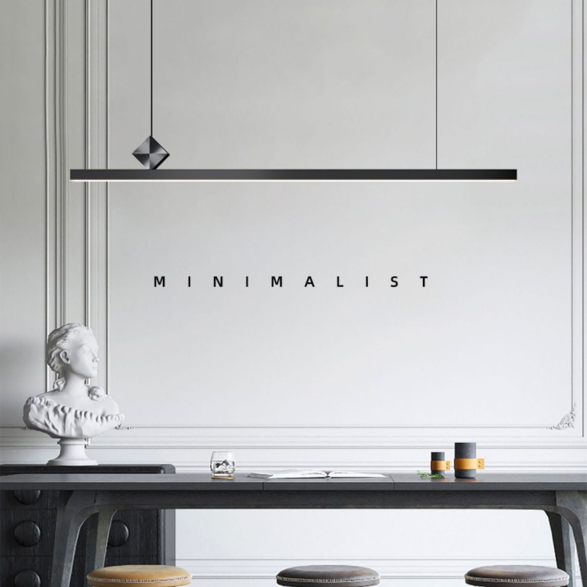 Luci del lampadario a LED LED LINEAR BLACI LAMIO DI METTAGLIE MODERNA MODERNA PER LAMA PASSAGGIO