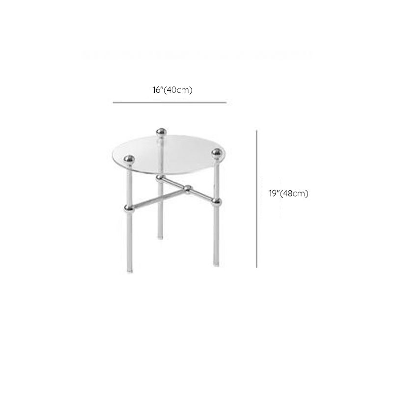 Contemporary Round Coffee Table with Glass Top and Steel Legs in Clear