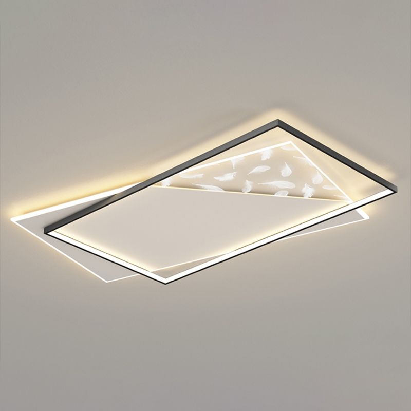 Stagger LED Geometric Feather LED Ceiling Fixture in Modern Simplicity Wrought Iron Flush Mount for Lobby