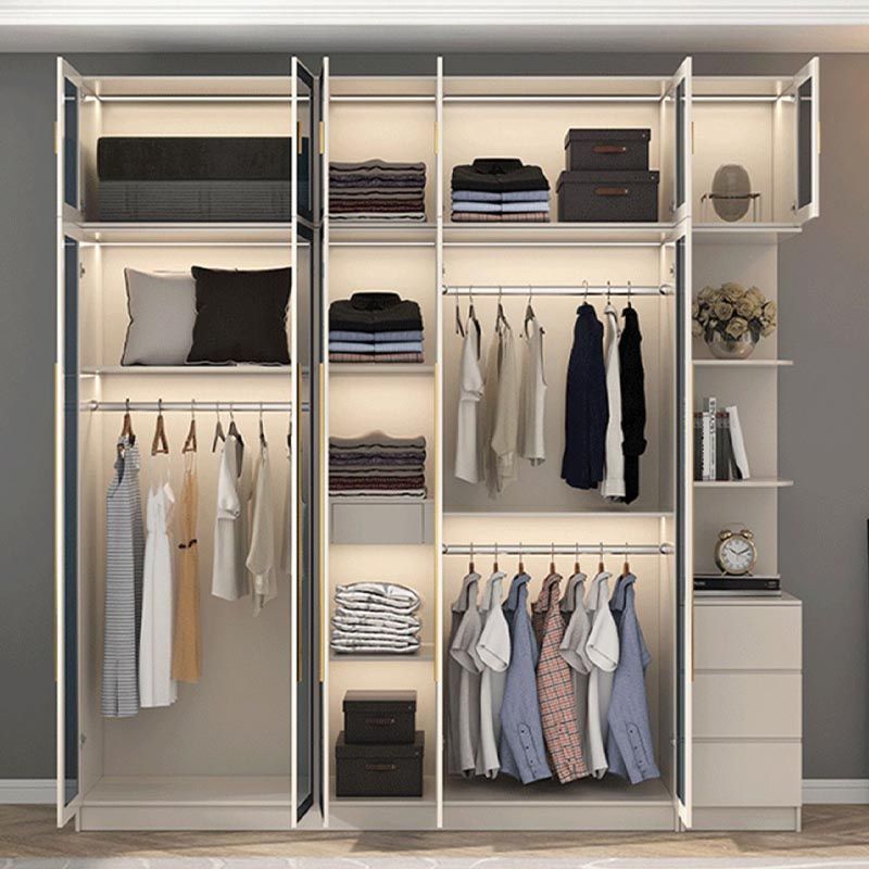 Contemporary Style Wardrobe White Colour Wood Wardrobe Closet for Home