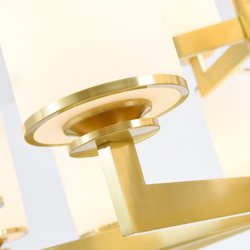 Cylindrical Milk Glass Chandelier Pendant Light Industrial Living Room Chandelier Lighting