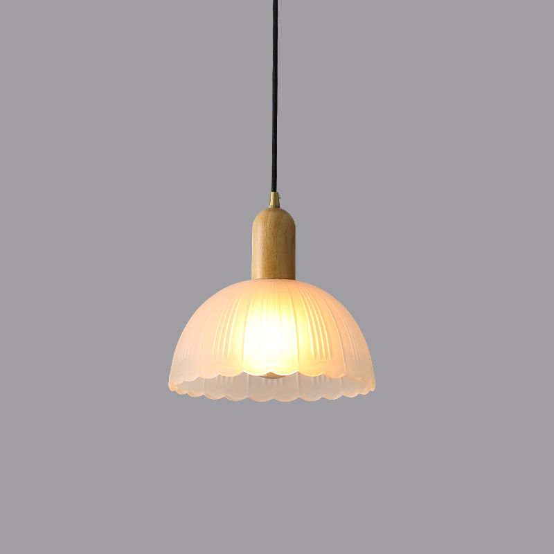 Bowl Shade Hanging Lighting Modern Style Glass 1 Light Pendant Lamp for Bedside