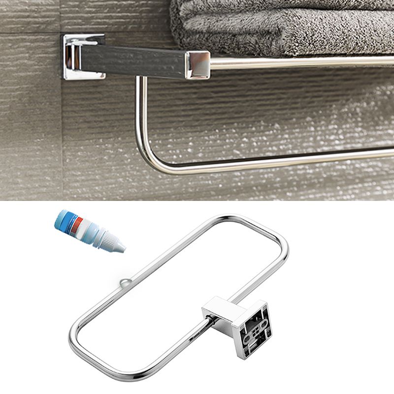 Metal Silver Bathroom Hardware Set 5 - Piece Adhesive Mount Bathroom Hardware