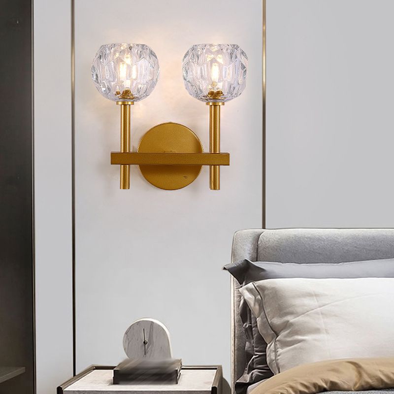 Modern Style Wall Light Fixture Crystal Shade Sconce Light Fixture for Bedroom
