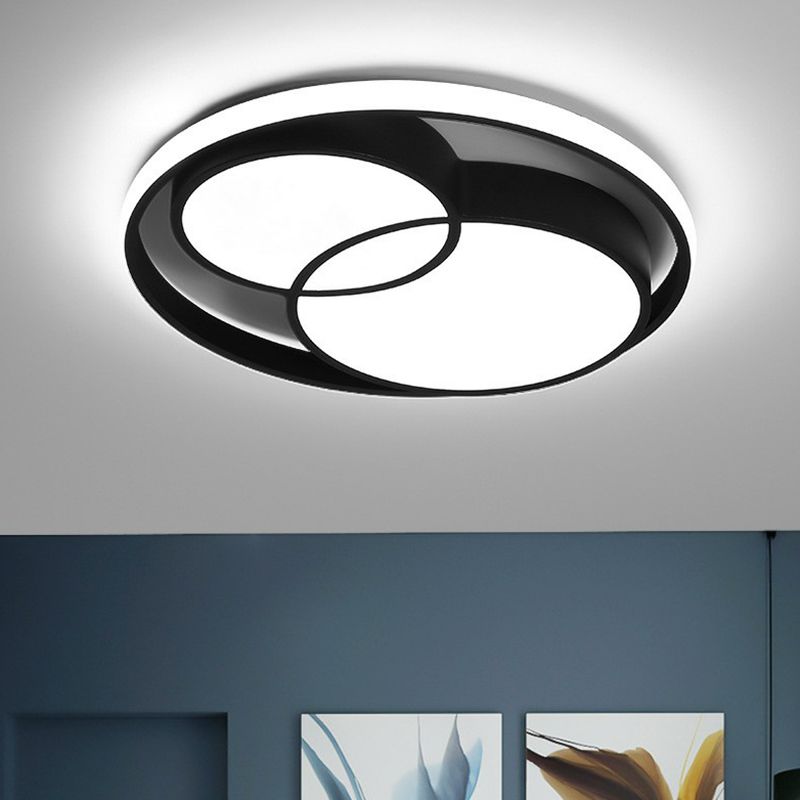 Plafonnier LED rond en aluminium de Style nordique, plafonnier noir pour chambre à coucher