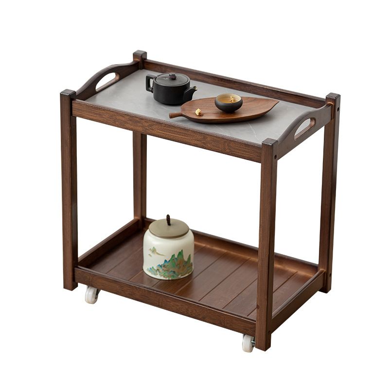 Modernistic Solid Wood with Shelf Rectangular Double Tier Side Table