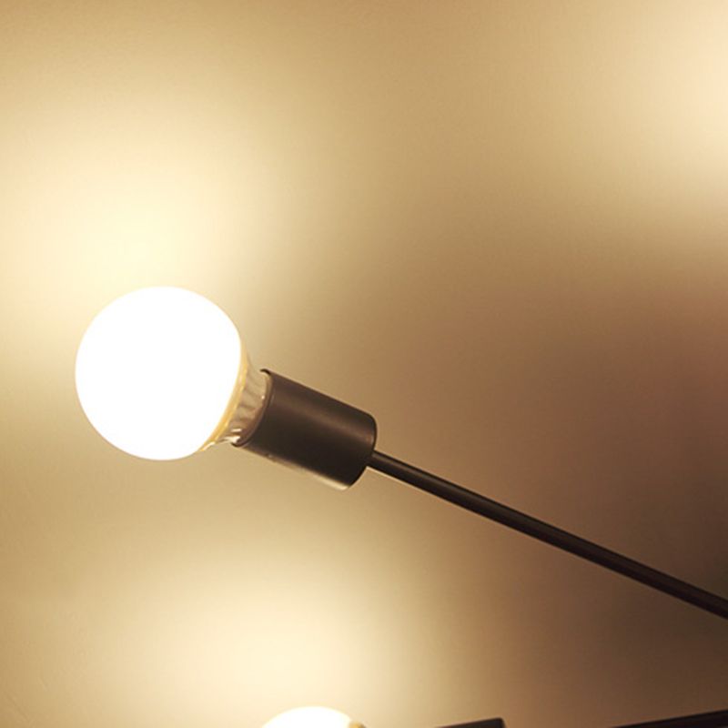 Lámpara de techo negra de 8 luces, estilo industrial retro, hierro Sputnik, montaje semiempotrado para sala de estar
