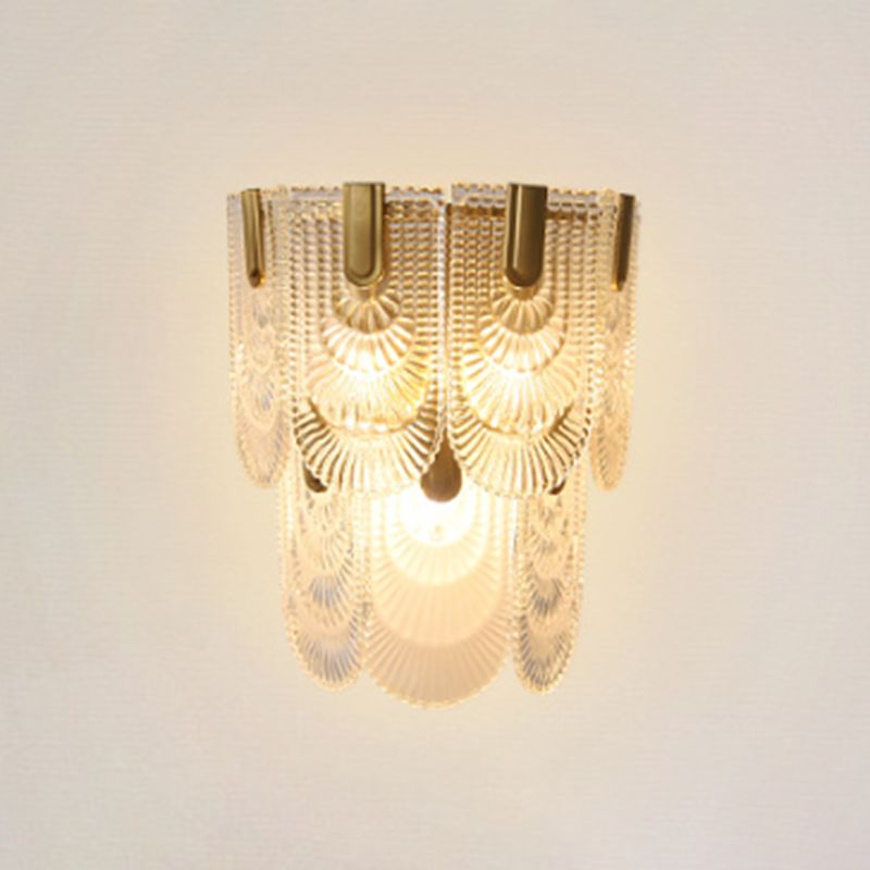 Glass Unique Shape Sconce Light Modern-Style 2 Lights Wall Light Fixtures in Gold