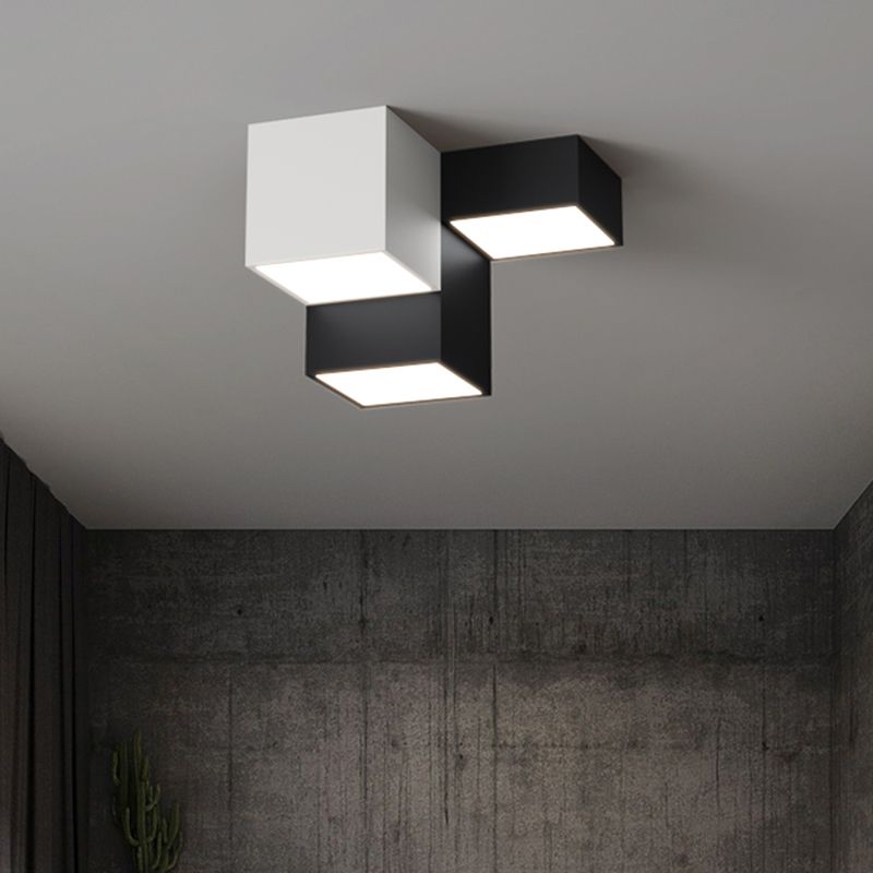 Zwart-witte LED-plafondlamp in moderne, minimalistische stijl Aluminium geometrische inbouw met acrylkap