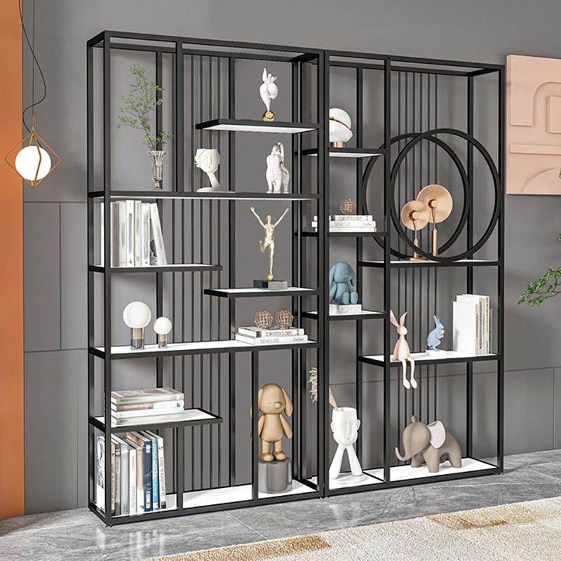 Metal Bookshelf Etagere Contemporary Open Back Bookcase with Shelves