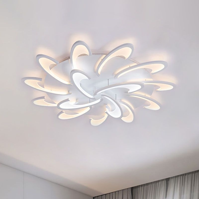 Windmill Flush Ceiling Light Fixture Modern Acrylic 3/6/12-Light Living Room Flushmount Lighting in Warm/White/Natural Light