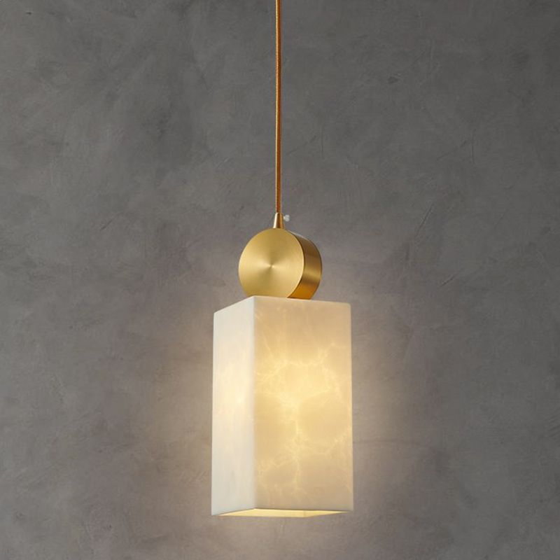 Brass Geometric Suspended Lighting Fixture Nordic 1-Light Faux Marble Pendant Light
