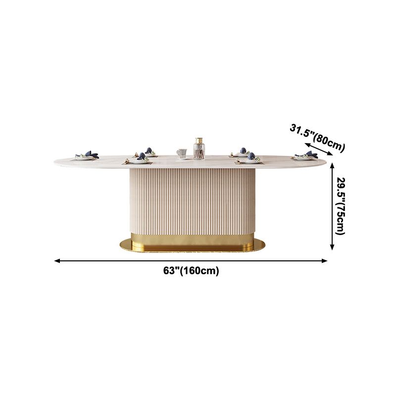 Traditional Luxury Dining Table Oval Sintered Stone Dining Table with Gold Frame